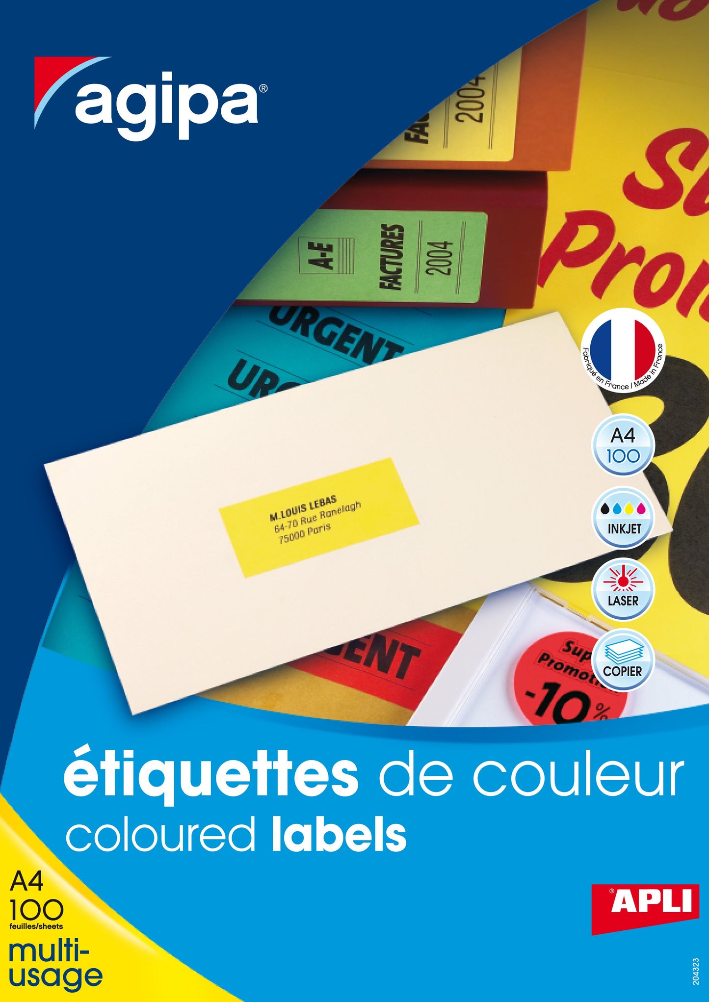 Etiquettes 70x35 vert fluo- boite de 2400