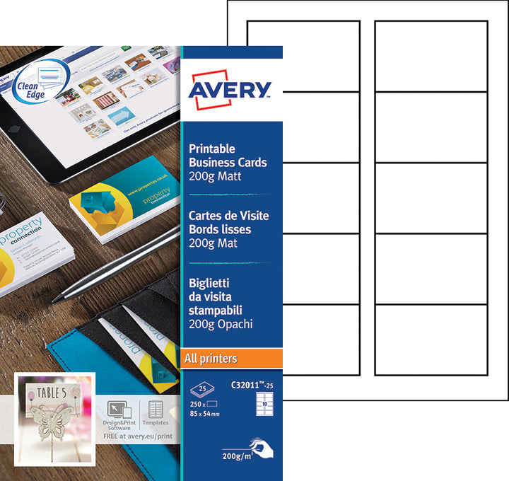 Cartes de visite 85x54mm - détachement facile- boite de 250
