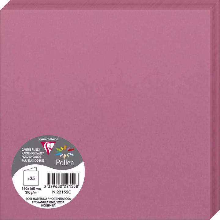 Carte carrée 160x160 mm - couleur rose hortensia