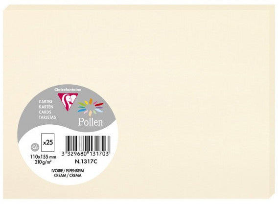 Cartes Ivoire Irisé C6 - Papier 210g/m², Paquet de 25