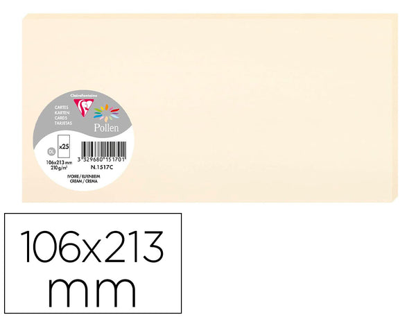 Cartes pliées 106x213 mm - ivoire irisé, 210 g/m²