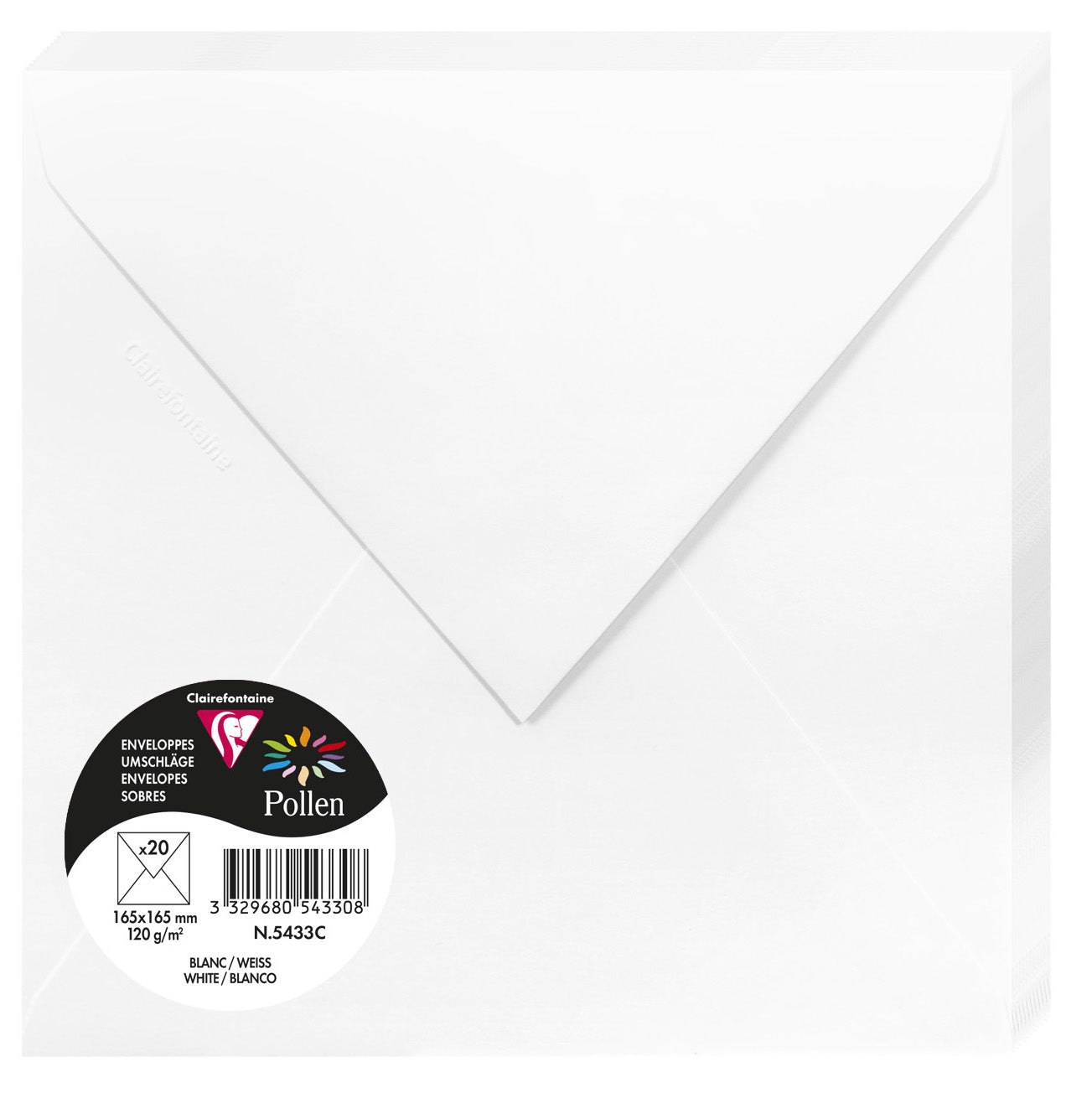 Enveloppes Pollen carrées 165x165 - blanche