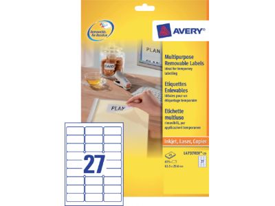 Étiquettes amovibles 63.5x29.6 mm - 675 unités
