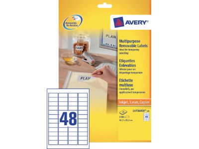 Étiquettes 45,7x21,2 mm L4736- repositionnables et enlevables- boite de 625