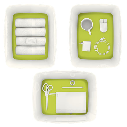 Boîte de Rangement MyBox - Design Empilable et Résistant - Blanc/Vert