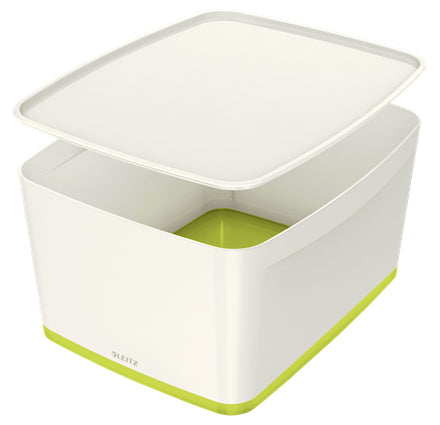 Boîte de Rangement MyBox - Design Empilable et Résistant - Blanc/Vert