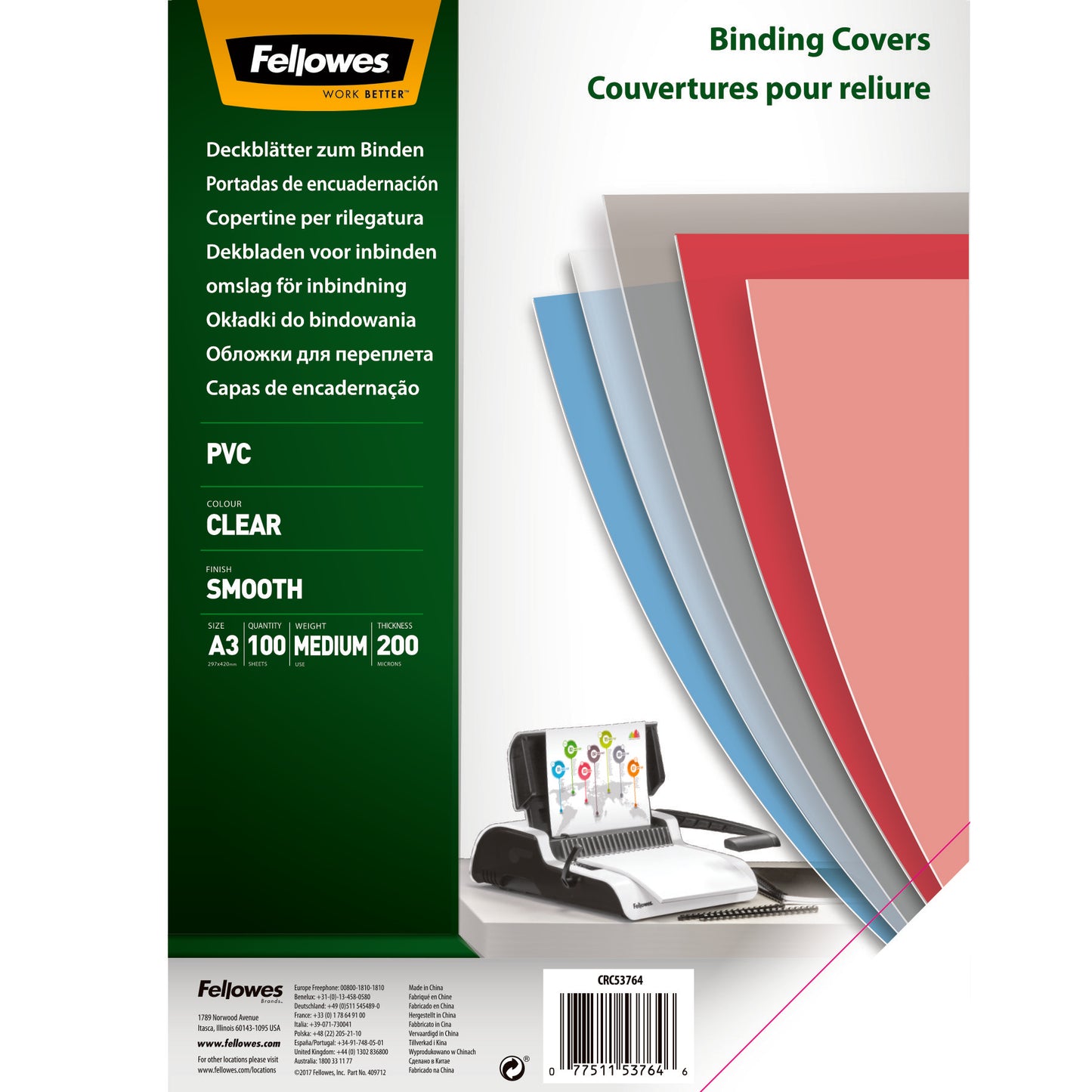 Couvertures transparentes a3 - 200 microns, pack de 100