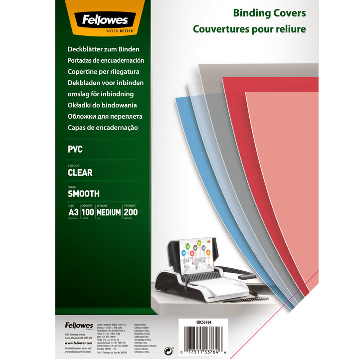 Couvertures transparentes a3 - 200 microns, pack de 100