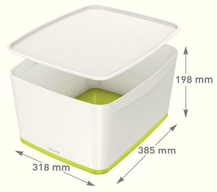Boîte de Rangement MyBox - Design Empilable et Résistant - Blanc/Vert
