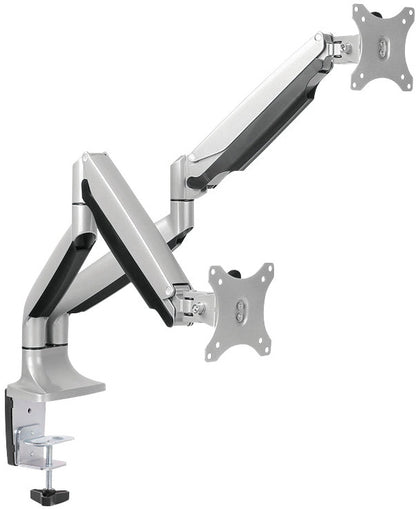 Bras support 2 écrans - aluminium avec ressorts à gaz