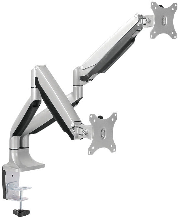 Bras support 2 écrans - aluminium avec ressorts à gaz