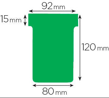 Fiche T planning, indice 3 / 92 mm, 170 g/m2 étui de 100,vert