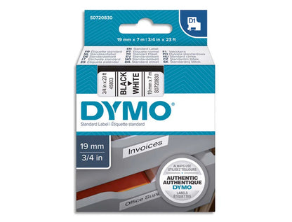 Ruban Dymo D1 19mm - noir sur blanc