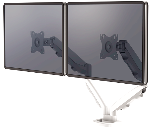 Support double écran blanc - ergonomie optimale
