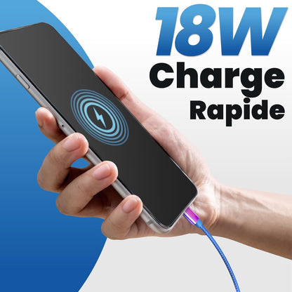 Câble usb/usb-c 2m - design bleu irisé