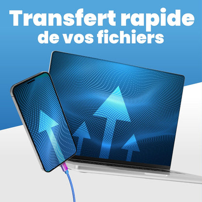 Câble usb/usb-c 2m - design bleu irisé