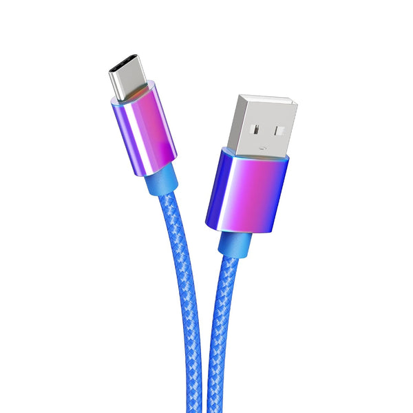 Câble usb/usb-c 2m - design bleu irisé