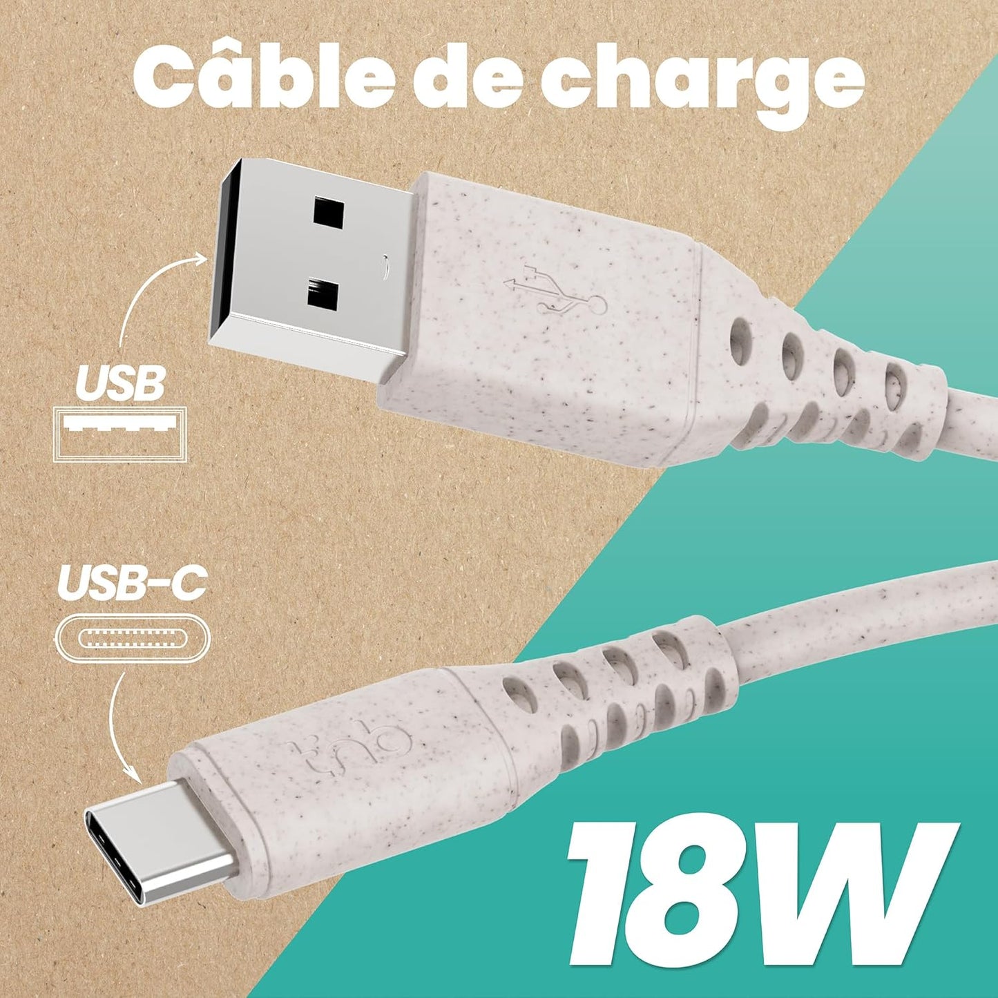 Câble usb/usb-c 1.50m - éco-conception durable