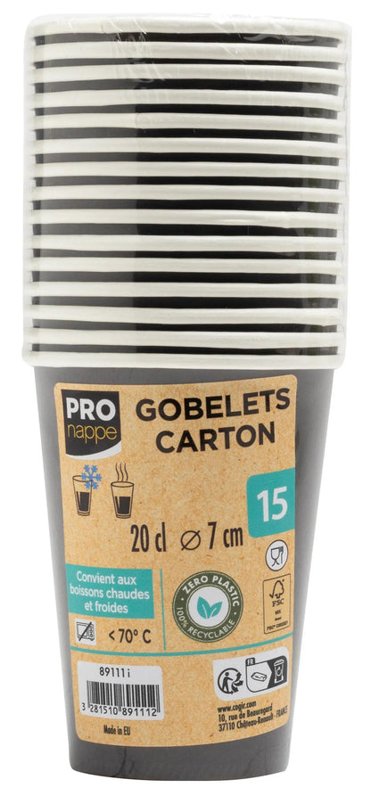 Gobelet carton 20cl p/15 noir