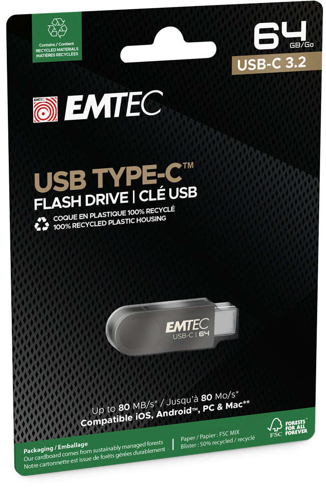 Clé usb-c 64gb 3.2 - haute vitesse et compatibilité