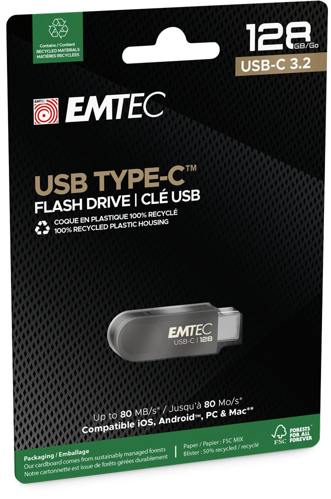 Clé usb-c 128 go - haute vitesse 3.2 gen 1