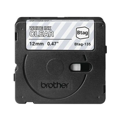 Ruban  Brother Btag 12mm - blanc-transparent