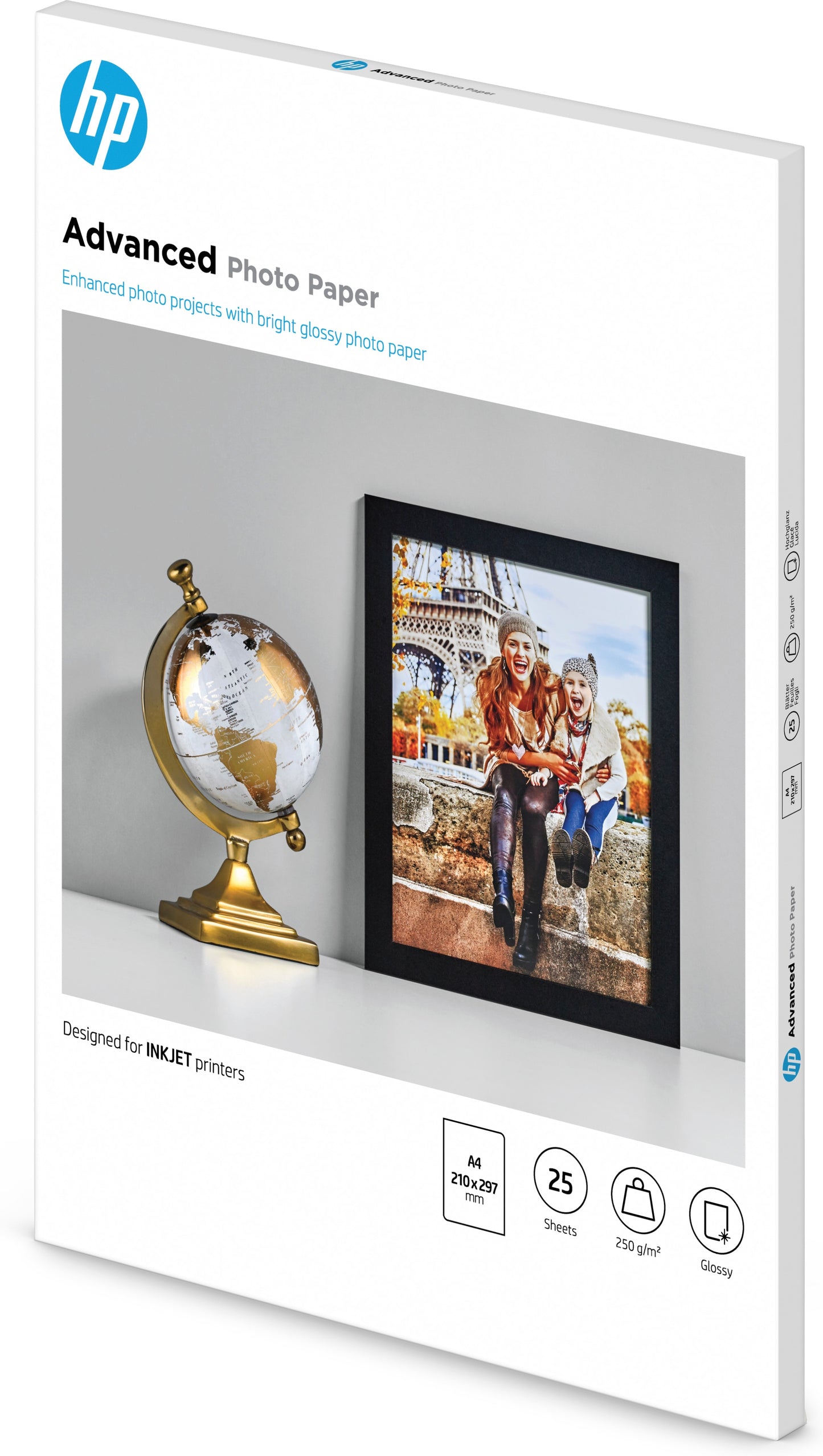 Papier photo HP A4 250g - finition brillante- 25 feuilles