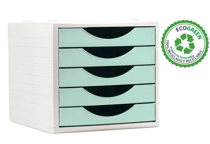 Module Classement 5 tiroirs vert Pastel