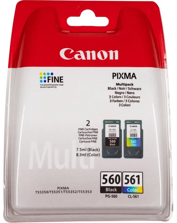 Cartouche d'encre Canon pg-560/cl-561 - multipack couleur et noir