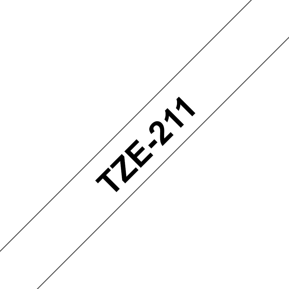 Ruban Brother 6mm TZE 211- Noir/blanc