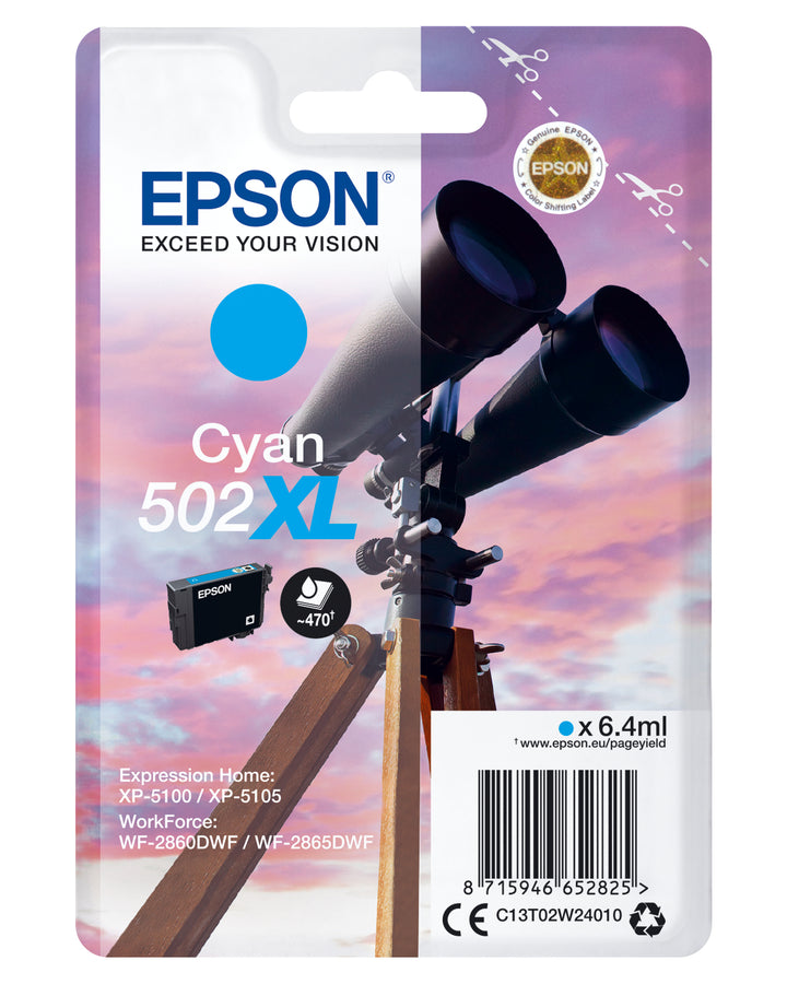 Cartouche d'encre Epson cyan 502xl - rendement élevé