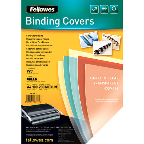 Couvertures a4 vertes - pvc 200 microns, pack de 100