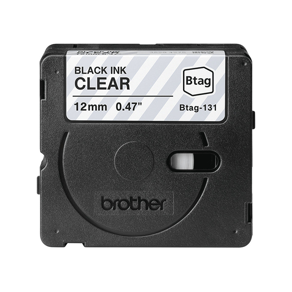 Ruban Brother Btag  12mm - Noir/transparent