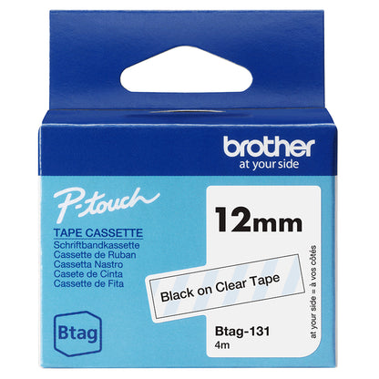 Ruban Brother Btag  12mm - Noir/transparent