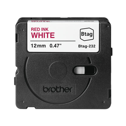 Ruban étiqueteuse Btag  12mm Rouge/Blanc - Haute résistance