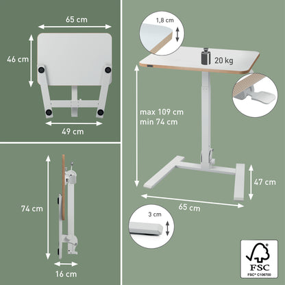 Bureau assis-debout compact pliable - Réglable en hauteur