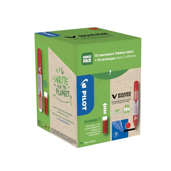 Marqueurs v-board master rouges - pack écologique