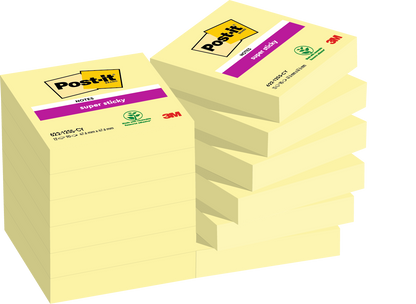 Blocs notes Post-it® super sticky 47x47mm - adhésif renforcé