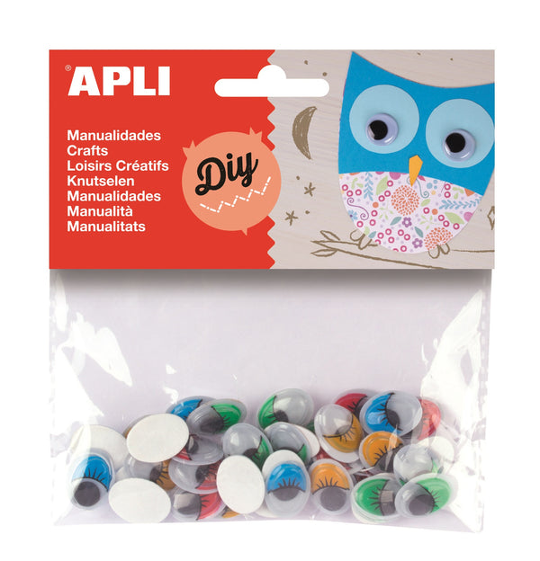 Yeux mobiles adhésifs ovale - 40 pièces avec cils