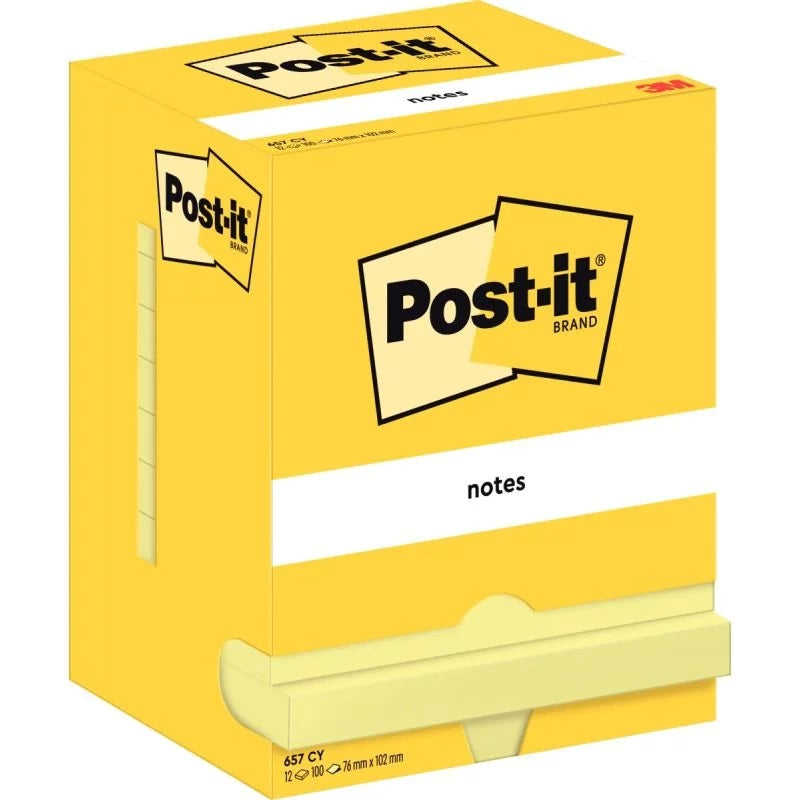 notes repositionnables Post-it®  76x102 mm jaune- adhésif renforcé- lot de 12
