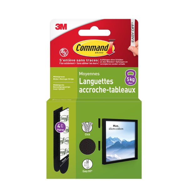 Languettes adhésives noires - Fixation sans trace