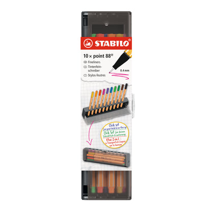 Feutres Pointe Fine 0,4 mm - Étui de 10 couleurs assorties