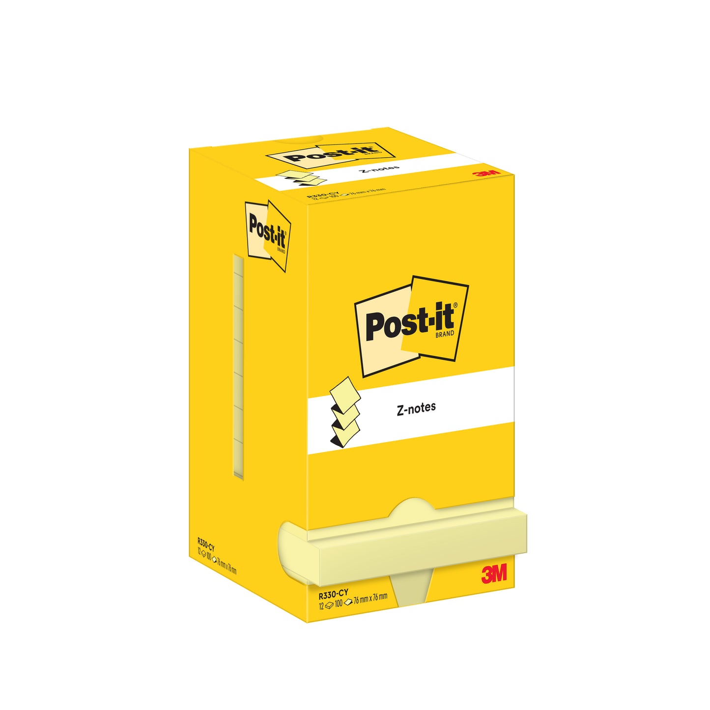 Blocs Post-it® z-notes 76x76 mm - jaune, pack de 12