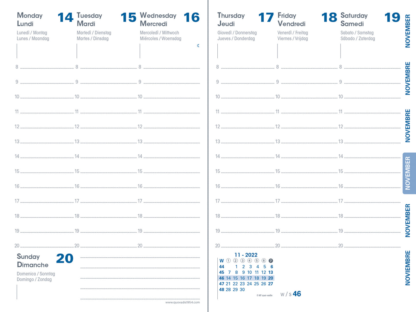 Agenda Affaires Bleu Nuage - Organisation Élégante