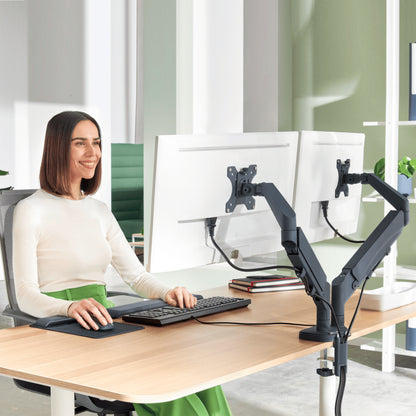 Bras double écran ergonomique - réglage facile