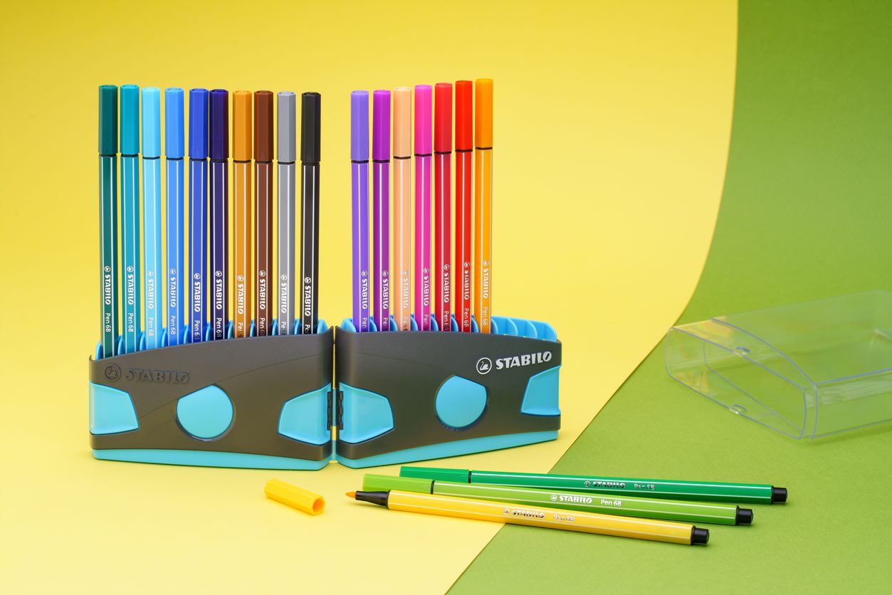 Feutres de dessin - étui 20 pièces turquoise - pointe 1 mm