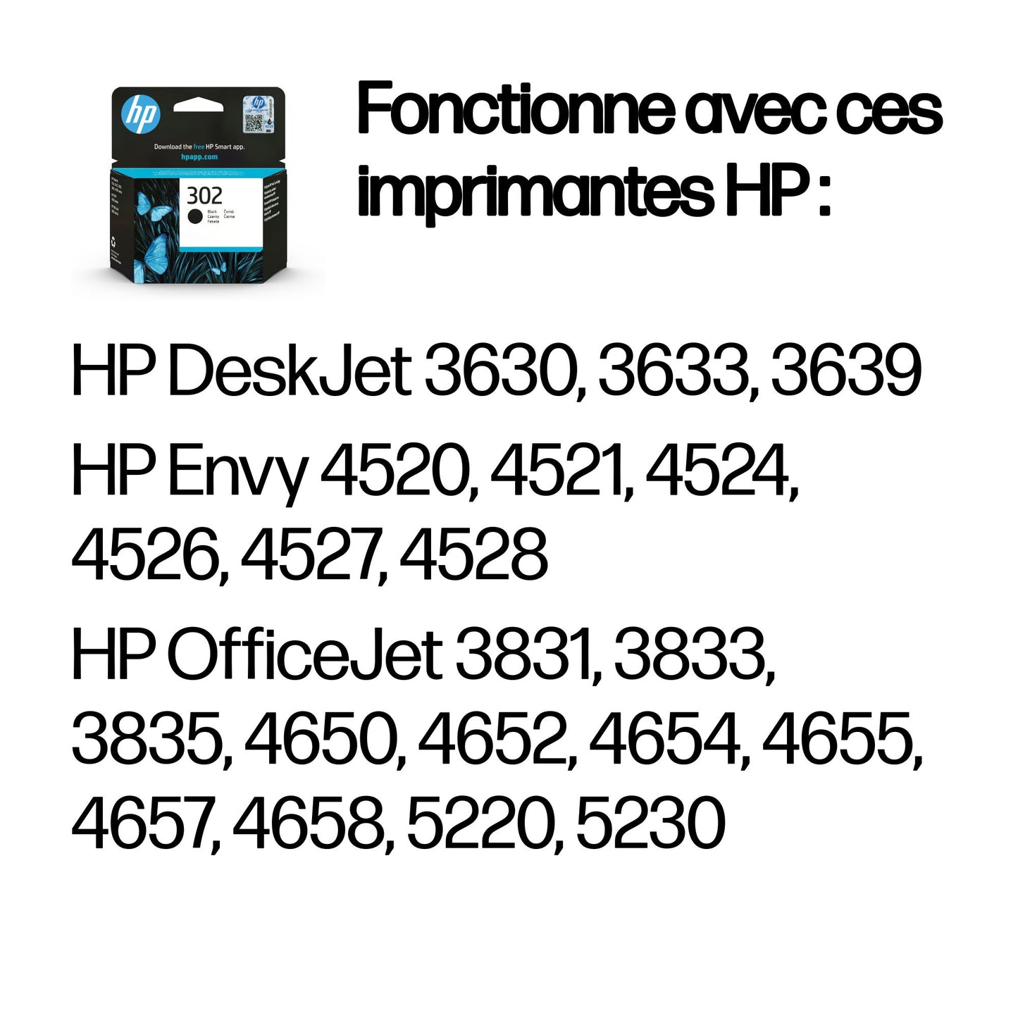 Cartouche d'encre HP noire 302 - impression de qualité