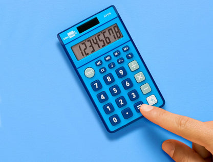 Calculatrice poche 8chiffres solaire bleu
