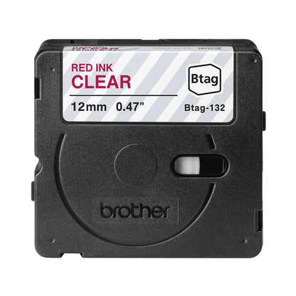 Ruban Brother Btag 12mm - Rouge/Transparent