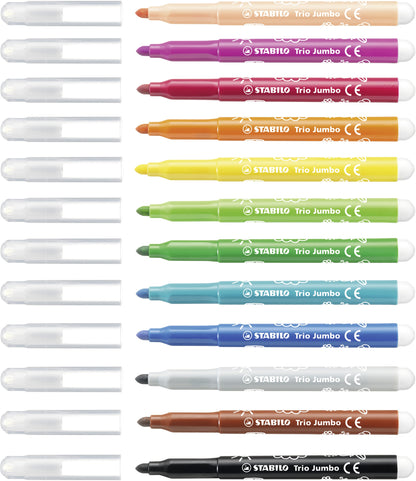 Feutres trio jumbo STABILO 12 couleurs - Pointe ogive